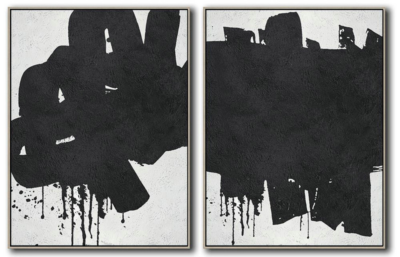 Large Abstract Art,Set Of 2 Minimal Painting On Canvas - Contemporary Art Acrylic Painting